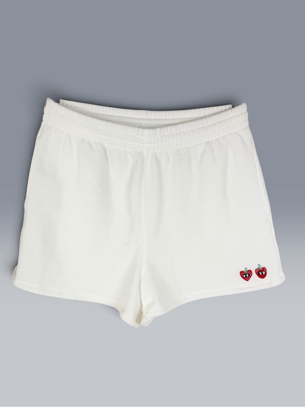 PINK Victoria’s Secret White Strawberry Fleece Sweat Shorts M Casual
